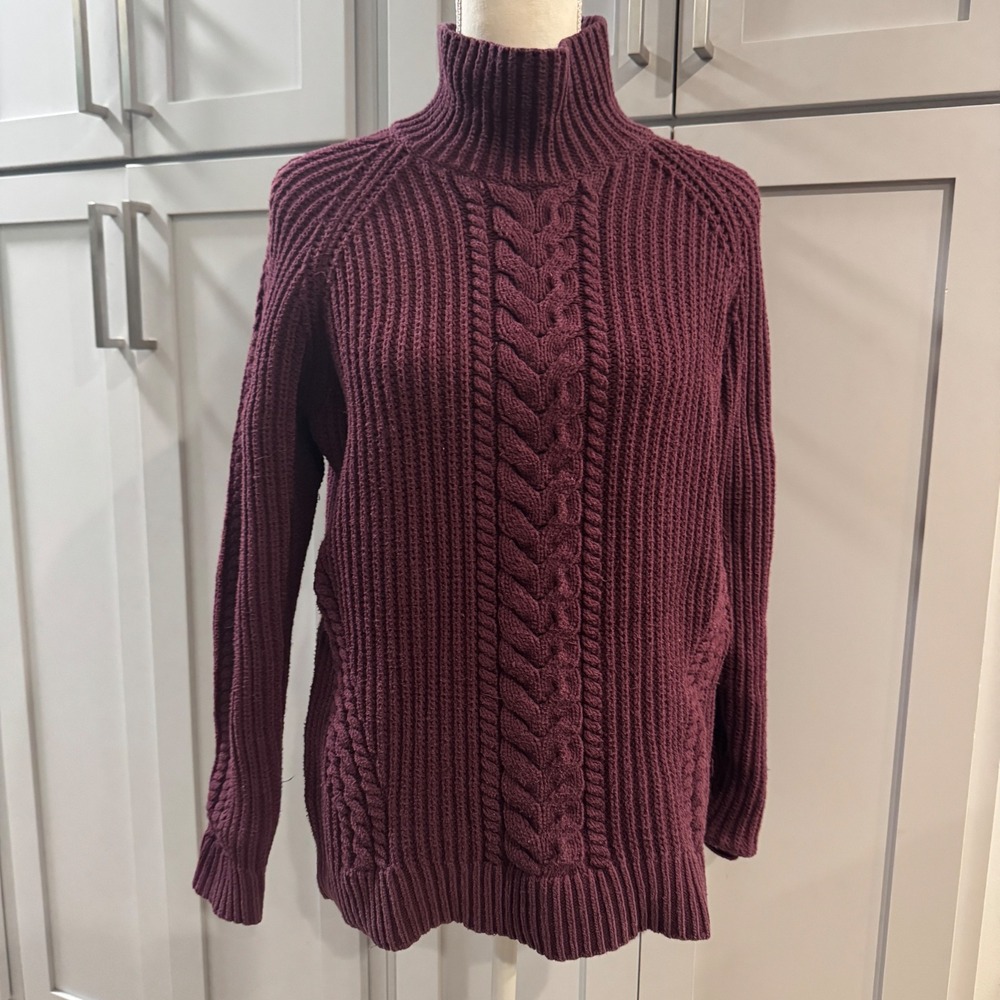 Lululemon Bring The Cozy Turtleneck Sweater Sz 6 Dark‎ Adobe Purple Chunky Cable
